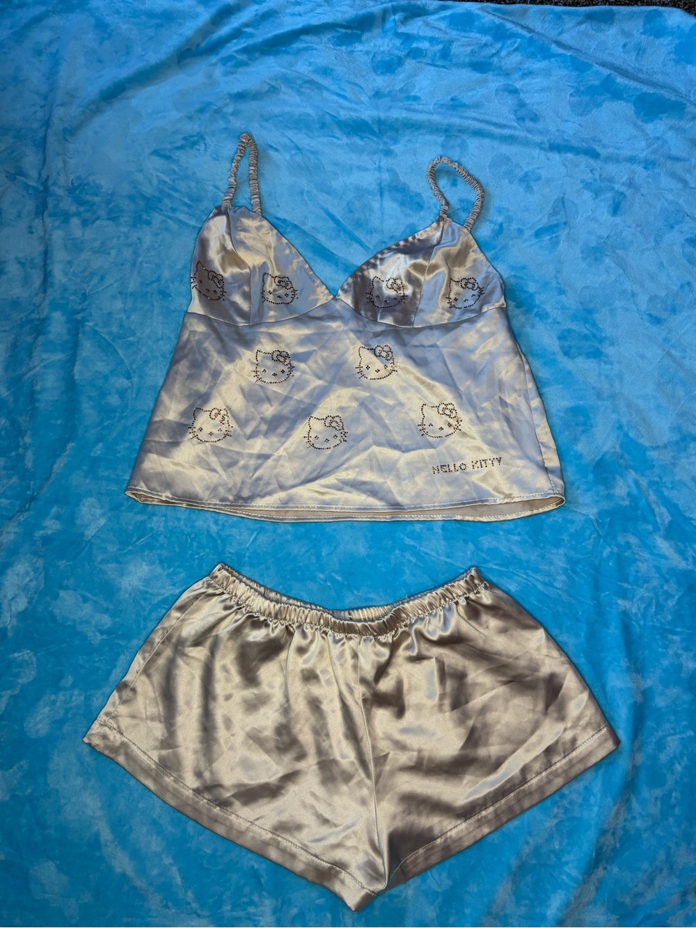 Hello Kitty Gold Satin Cami & Shorts Sleep Set